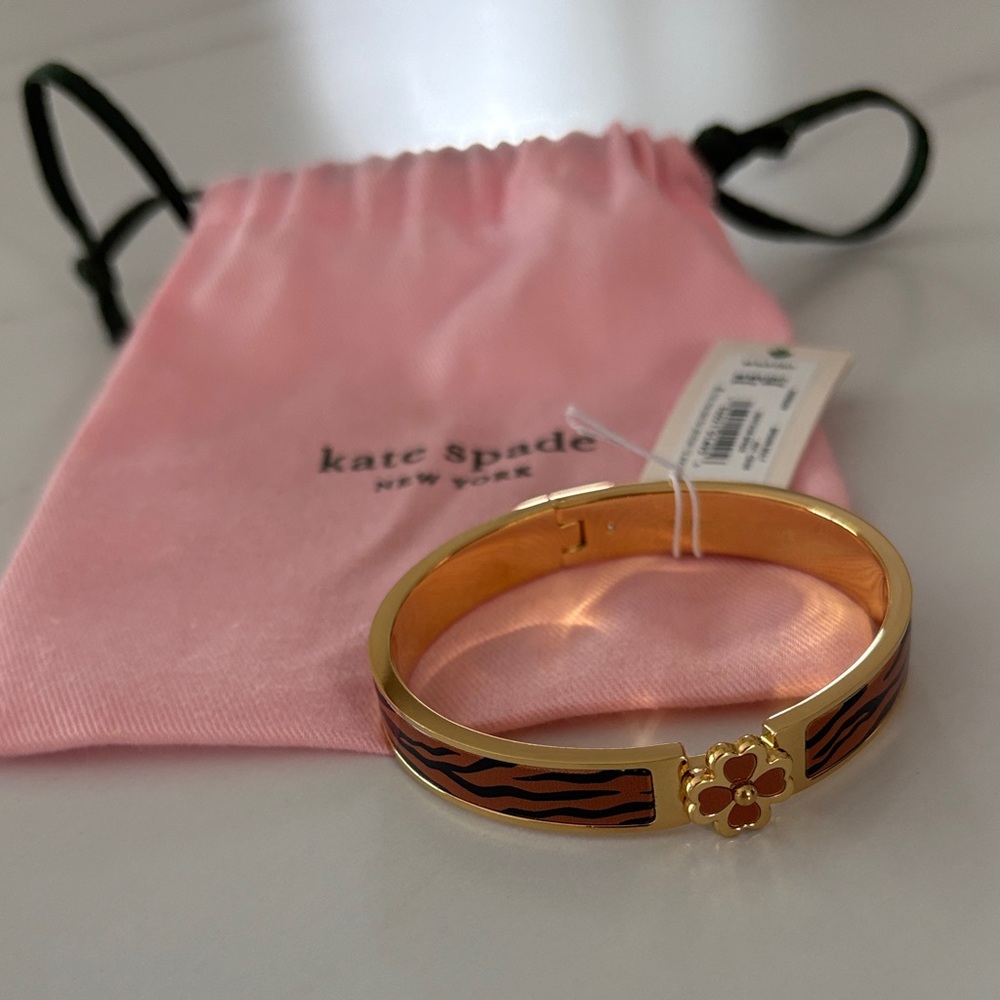 NWT Kate Spade Gold and Brown Floral Bangle